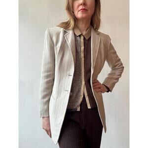 Vintage Donna Karan Beige Pinstripe Blazer